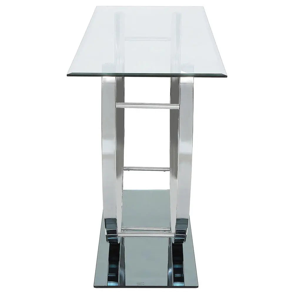 XMSJ Danville Metal And Glass Console Table With Mirrored Base