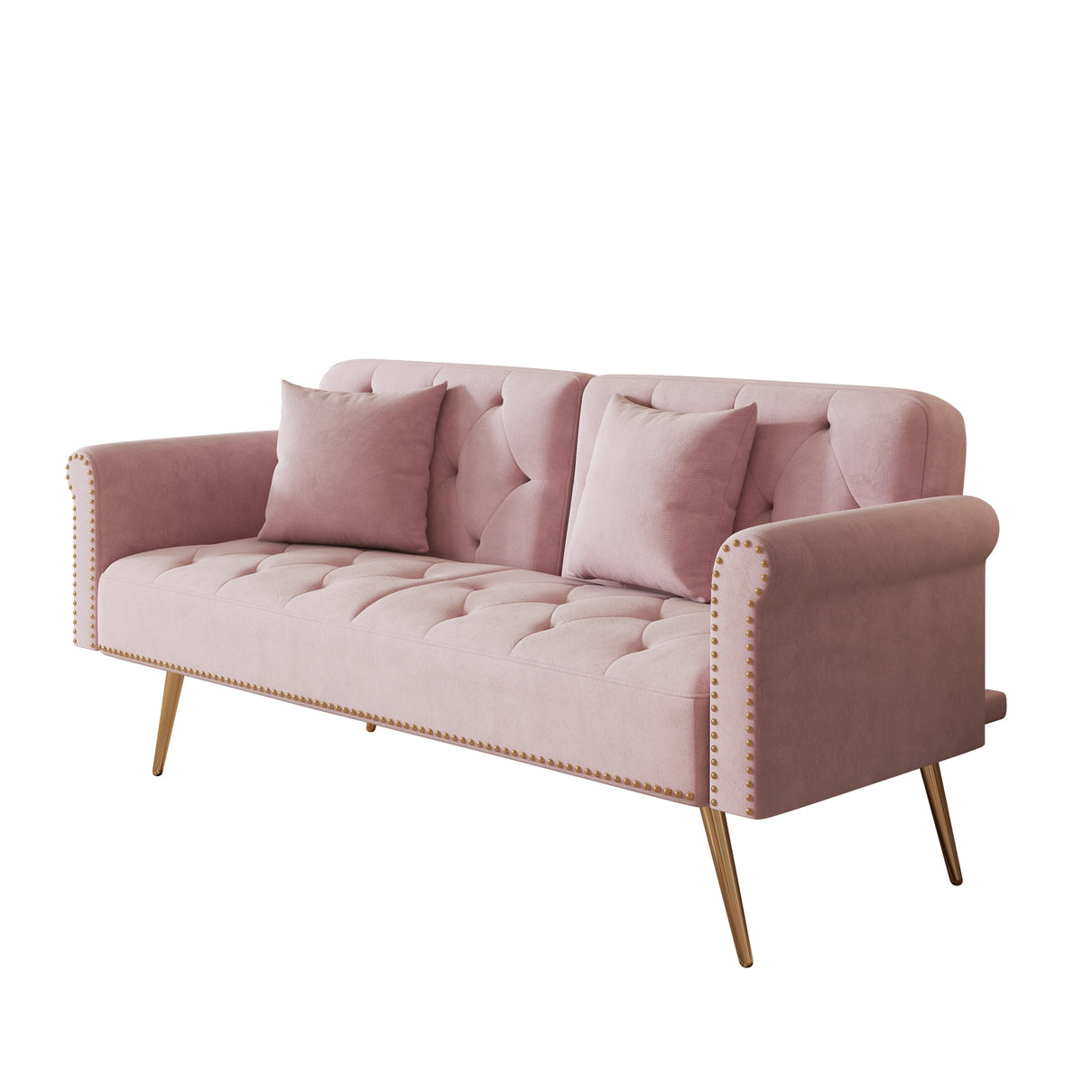 Modern Velvet Convertible Sofa Bed With Comfortable Matching Cushions