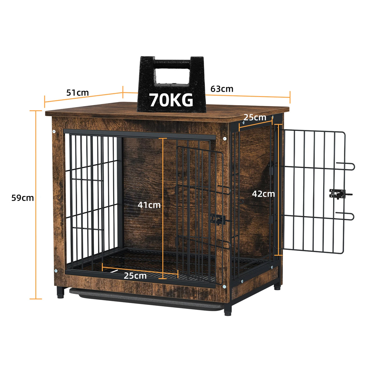 Modern Furniture Dog Cage,Pet Crate End Table,Indoor Wooden Kennel with Double Doors & Removable Tray for Small/Medium Dogs