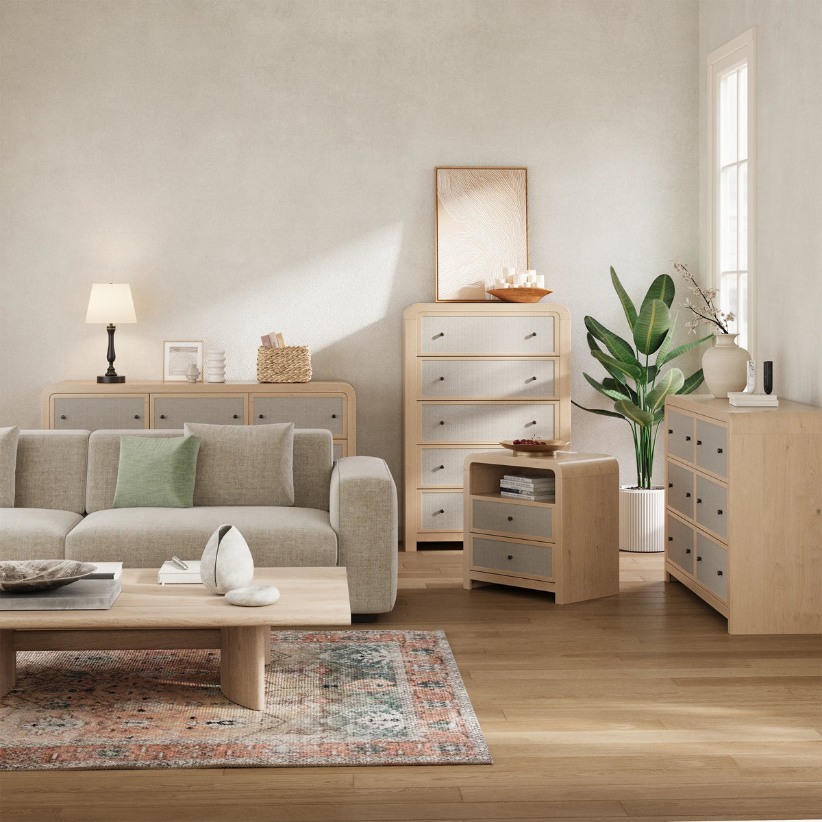 GAOMON Modern Farmhouse Dresser with Deep Drawers and TV Stand