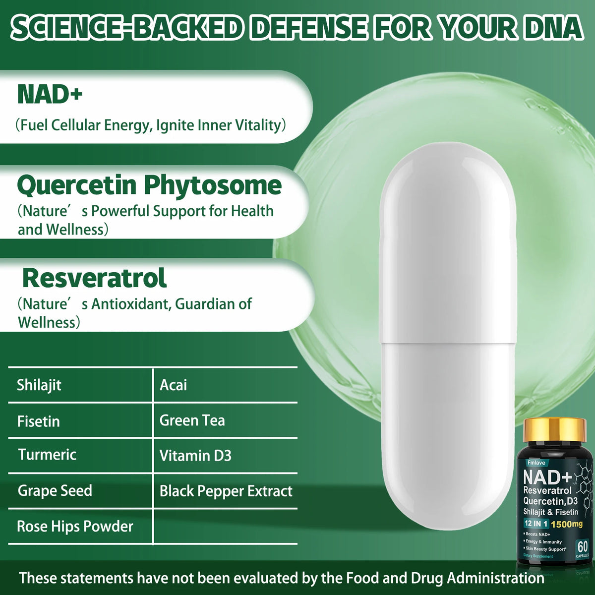 Fmlave NAD Plus Resveratrol 12 In 1 Cellular Vitality And Immunity