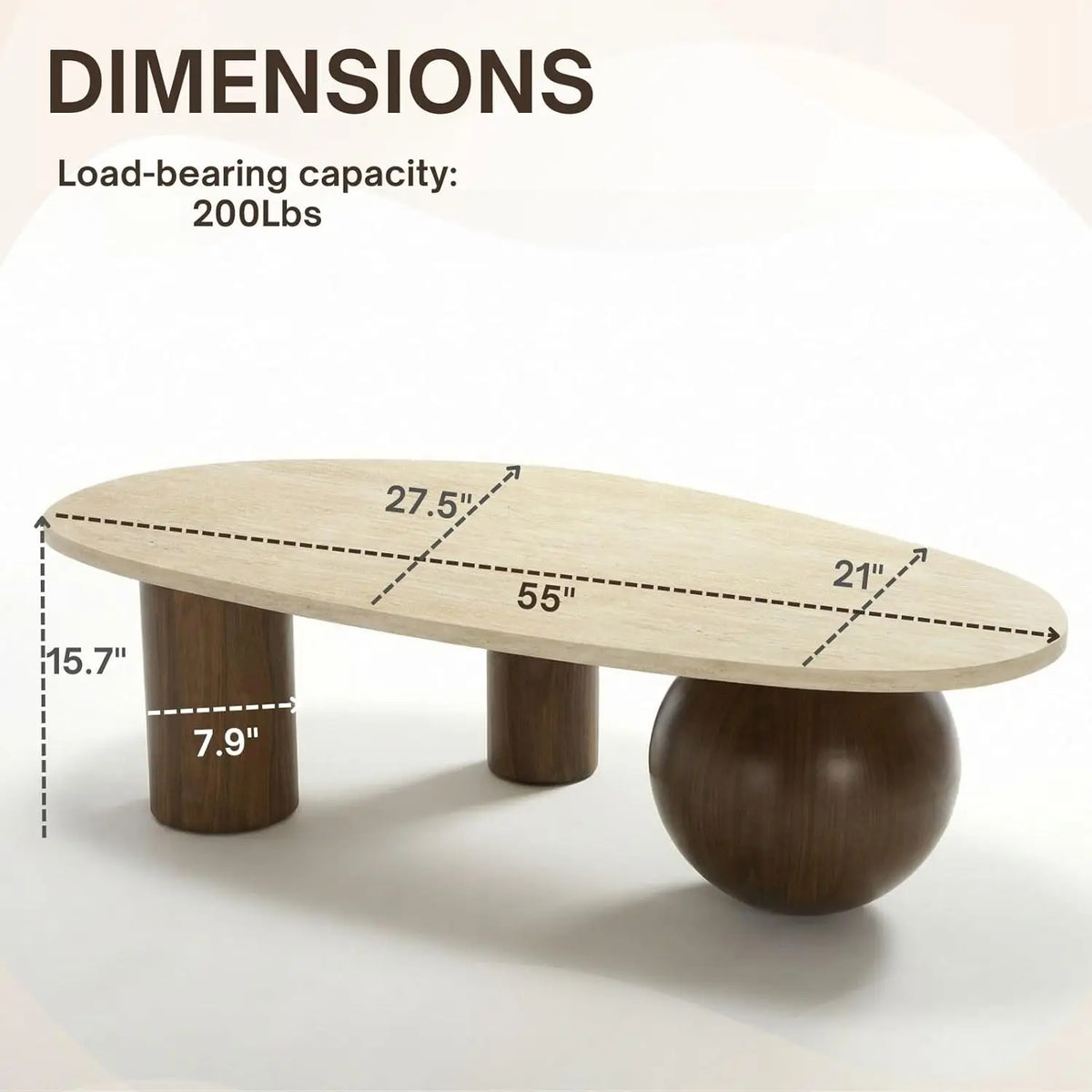 Marble Look Coffee Table With Walnut Wood Legs Laminate