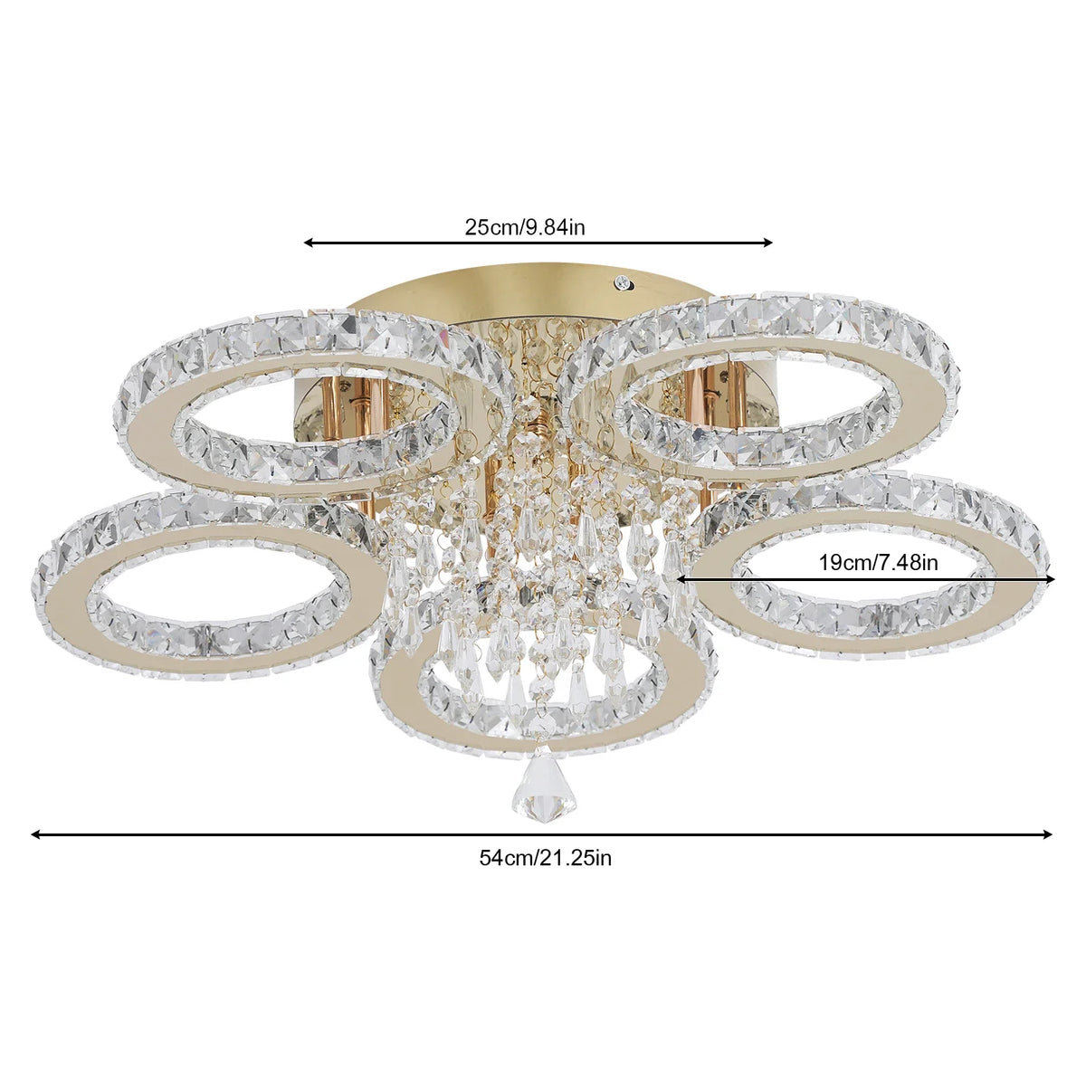 VETRULUS Modern LED Ceiling Light Crystal Chandelier For Living Room