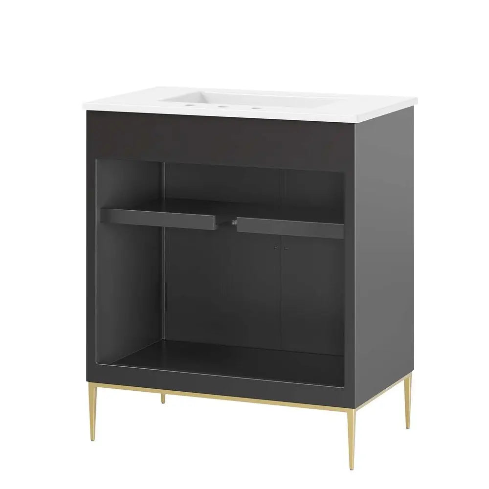 XMSJ Contemporary Bathroom Vanity Cabinet With Solid Wood Construction