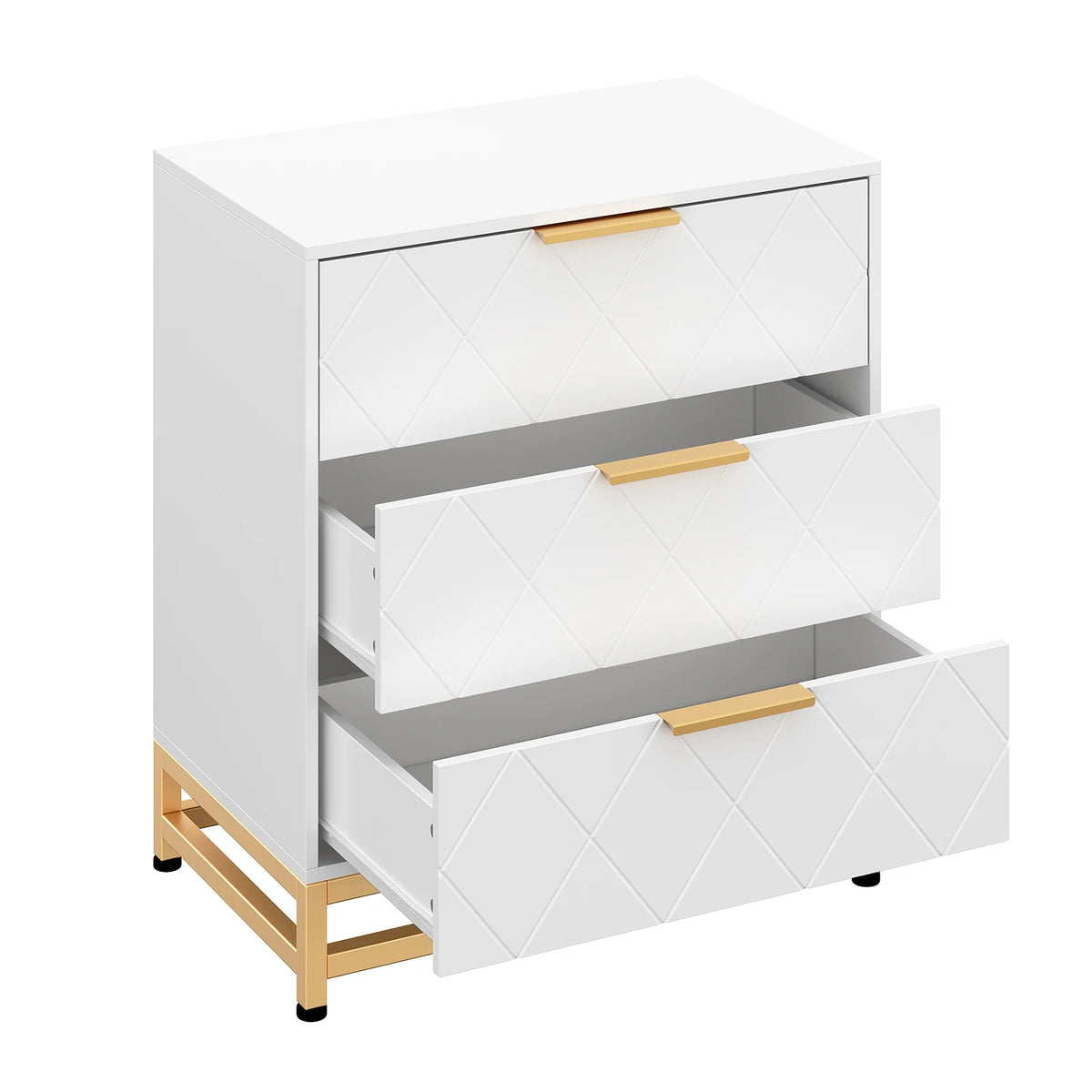 GAOMON Modern Three Drawer Dresser Chest For Bedroom Storage