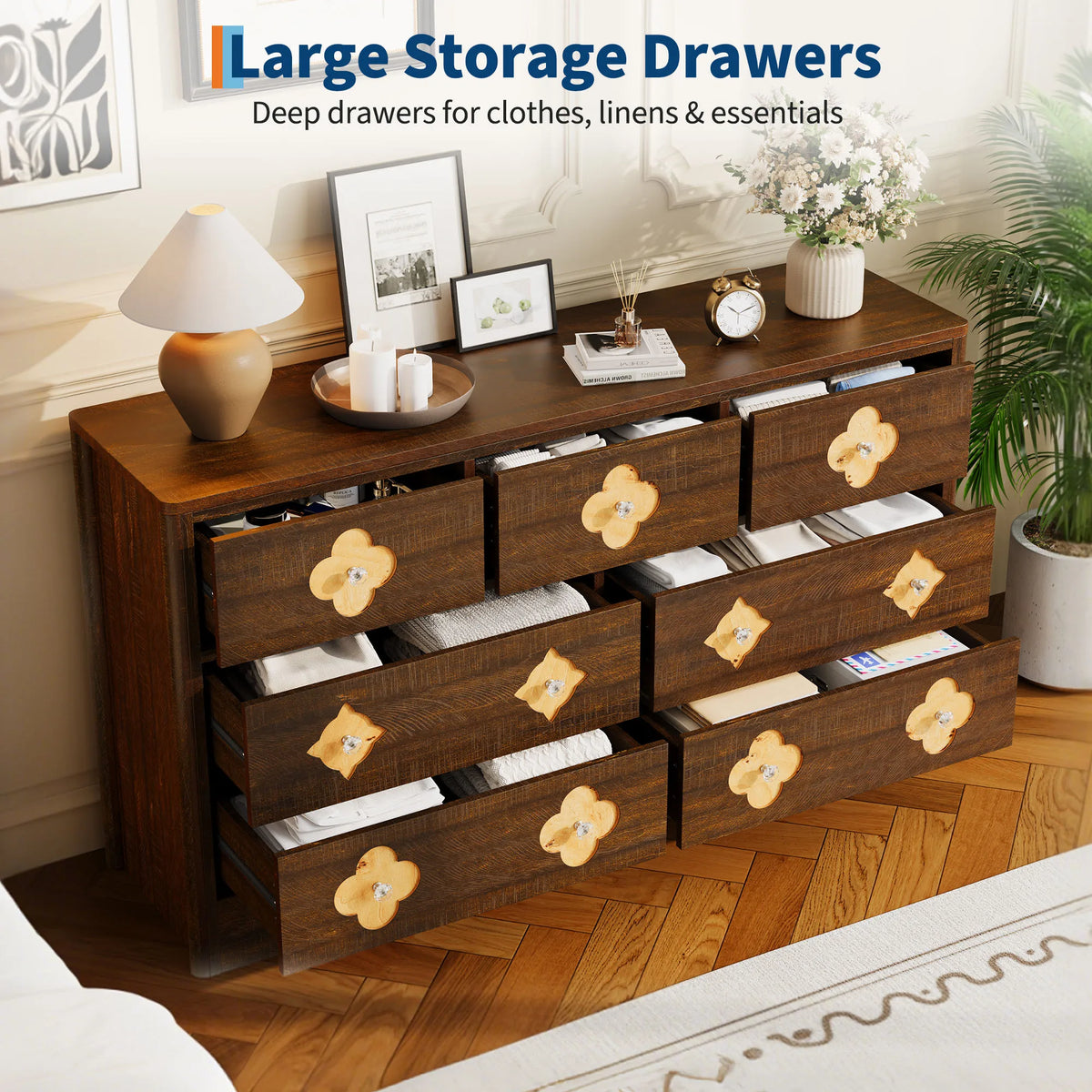GAOMON Modern Six Drawer Dresser with Spacious Bedroom Storage