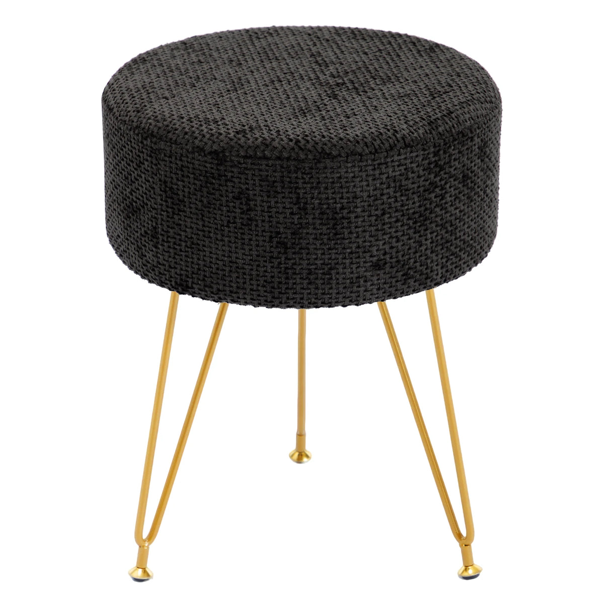 JHK Velvet Round Ottoman Footrest Stool For Living Room