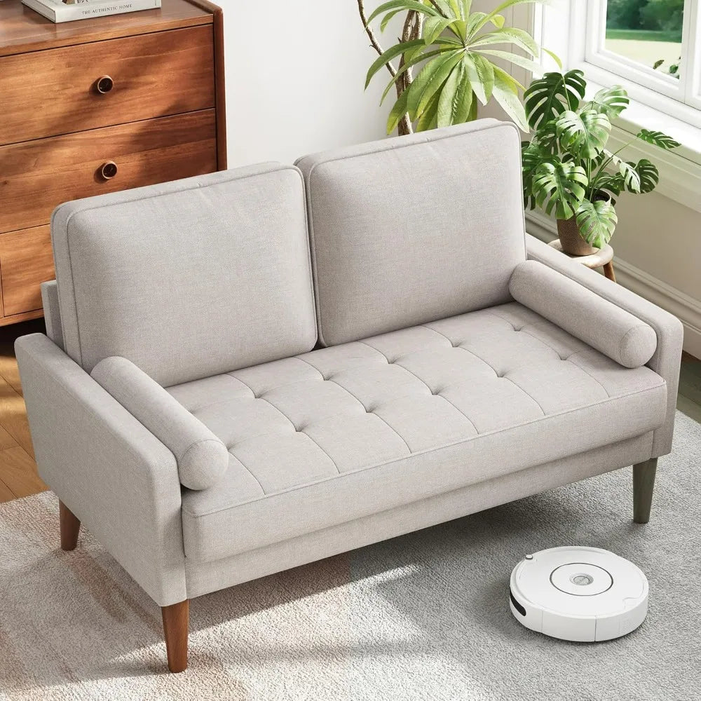 Vesgantti Mid Century Modern Velvet Loveseat Sofa With Wood Legs