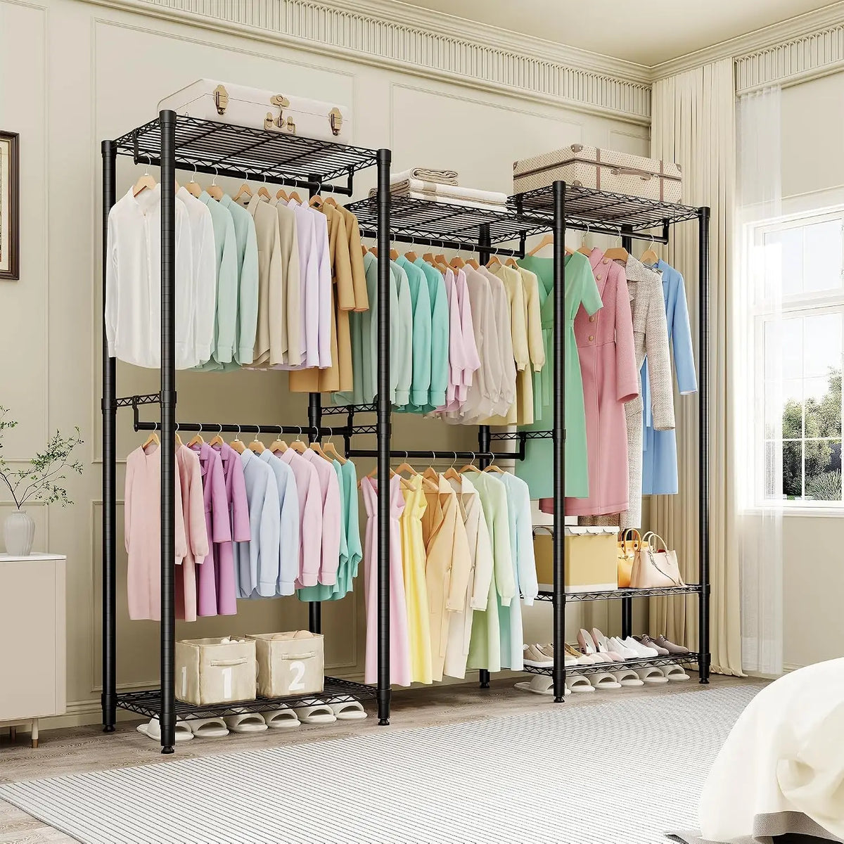 Garvee Freestanding Coat And Hat Rack With Five Hanging Bars