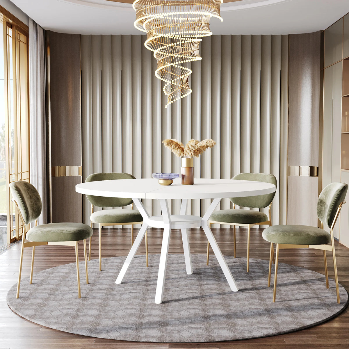 Tribesigns Round Wood Dining Table For 6 People Kitchen