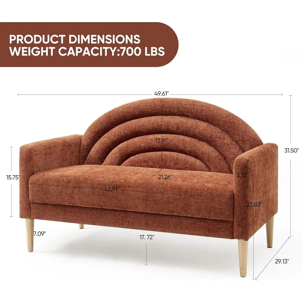 Compact Linen Upholstered Loveseat Sofa for Small Spaces