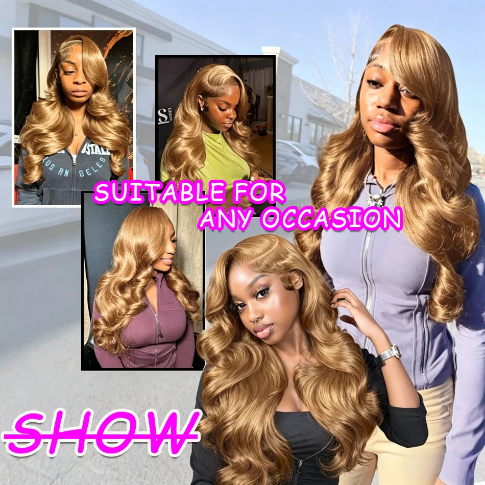 34 36inch 27 Honey Blonde Body Wave Wig Human Hair 13x6 Transparent Hd Lace Frontal Wig For Women 250 Density Brazilian Wigs