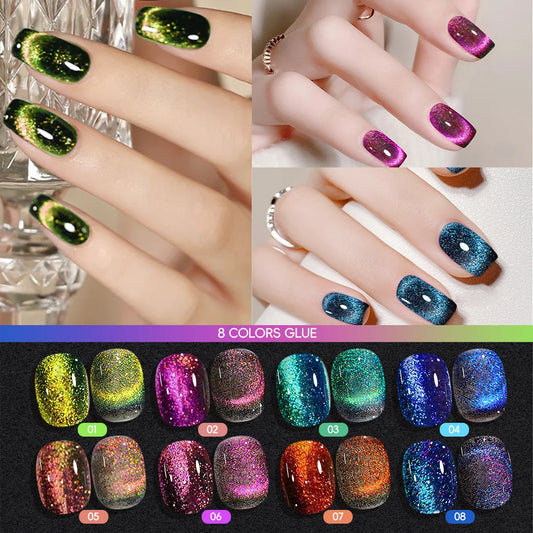 Cat Eye Magnetic Gel Nail Polish Set With Starry Shimmer