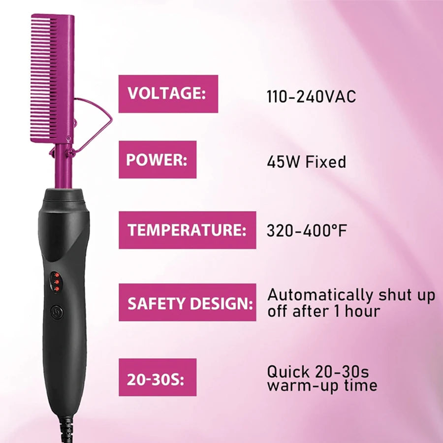 2 in 1 Hot Comb Hair Straightener & Curler for Wigs with Complete Wig Installation & Styling Kit for Beginners