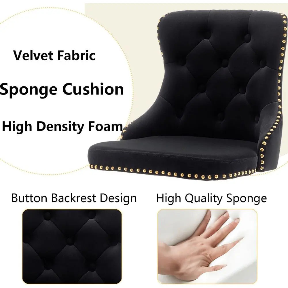 Gold Velvet Bar Stools Set o 4, Swivel Counter Height Bar Stools with Nails Trim, Adjustable Barstools or Kitchen Island, Pub, C