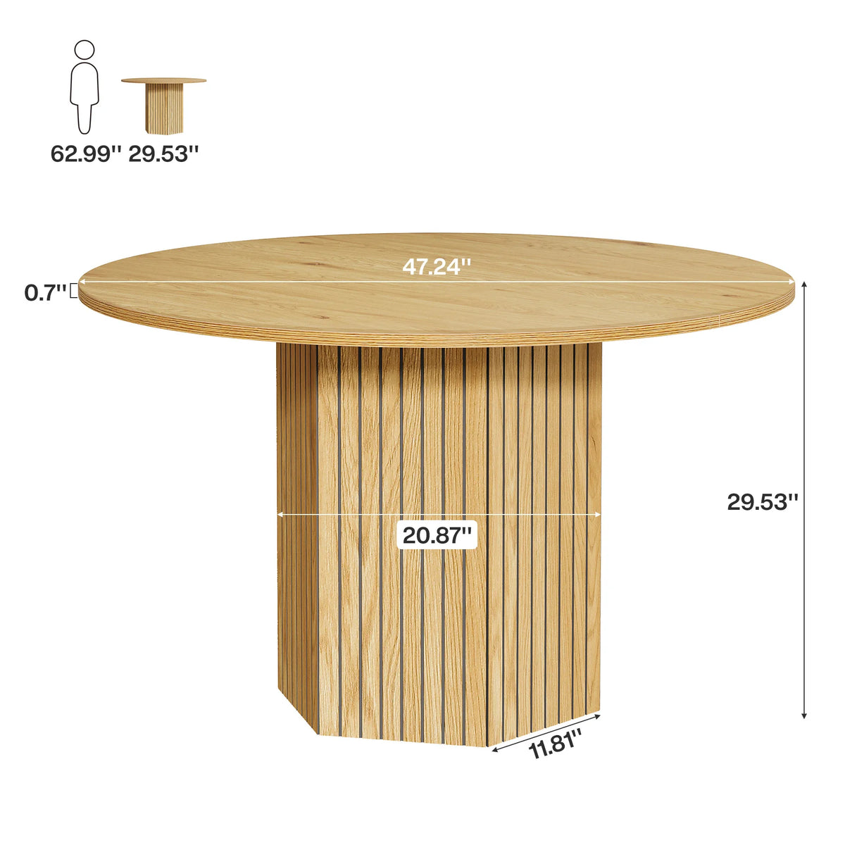 Tribesigns 47 Inch Round Wood Dining Table For Six