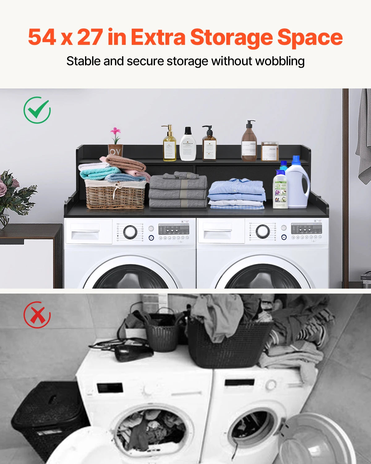 SucceBuy Washer Dryer Countertop With Drawer Shelf Laundry Room Organization