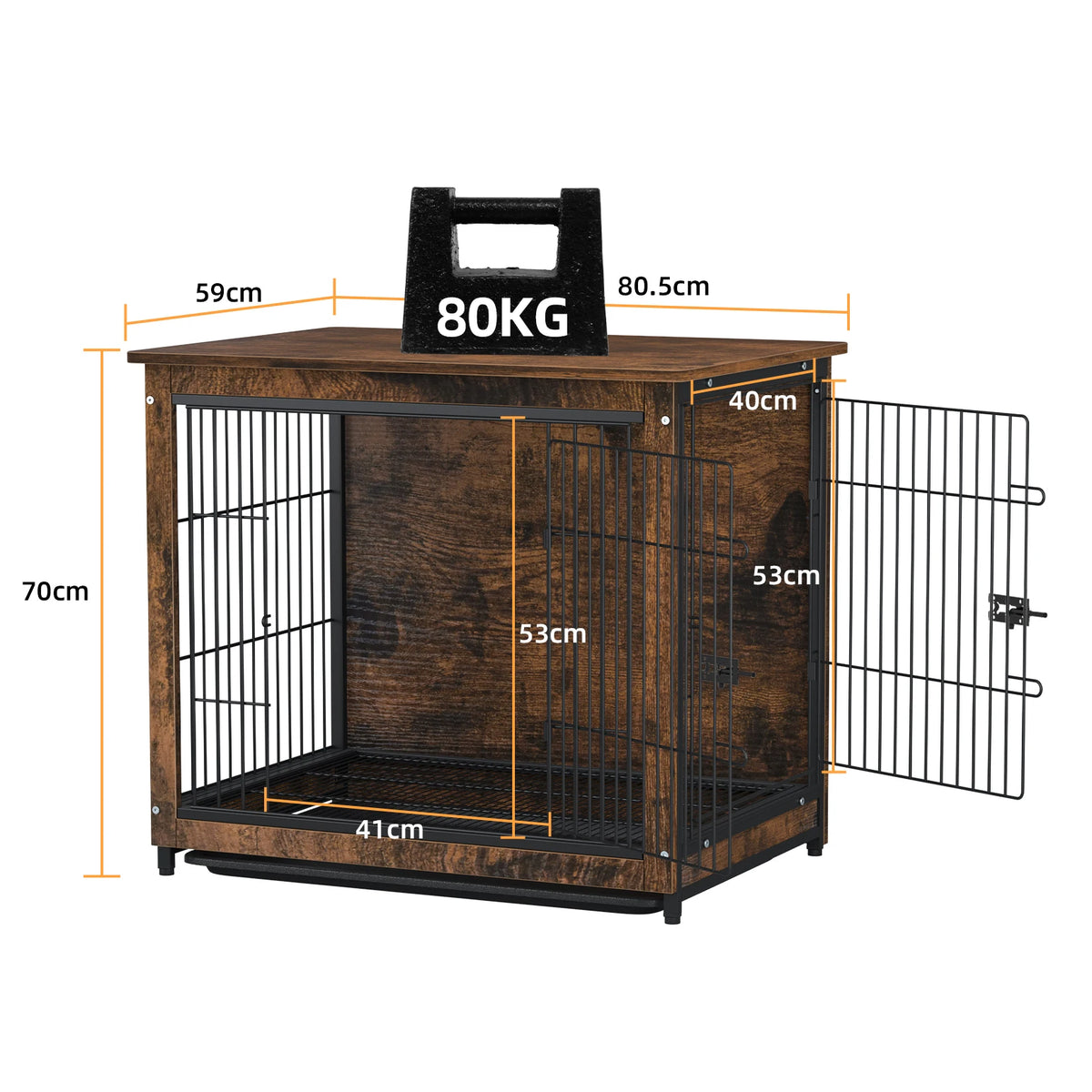 Modern Furniture Dog Cage,Pet Crate End Table,Indoor Wooden Kennel with Double Doors & Removable Tray for Small/Medium Dogs