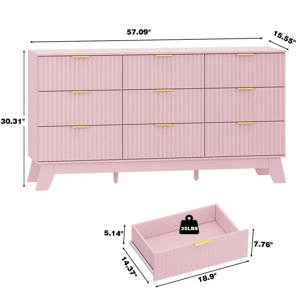 XMSJ 9 Drawer Modern Bedroom Dresser Chest for Storage