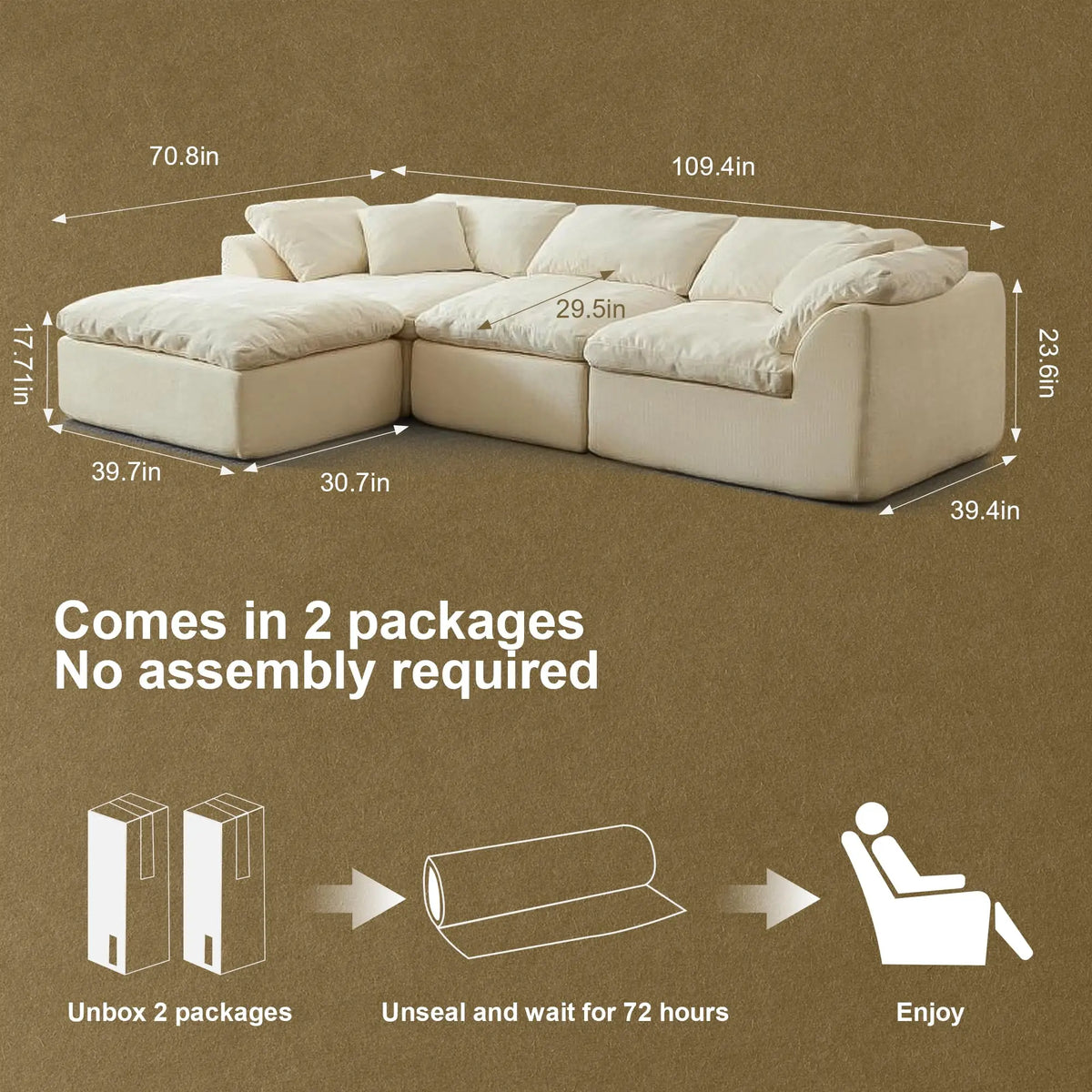 Yeflixvrau Modern Chenille Modular Sectional Sofa With Ottoman