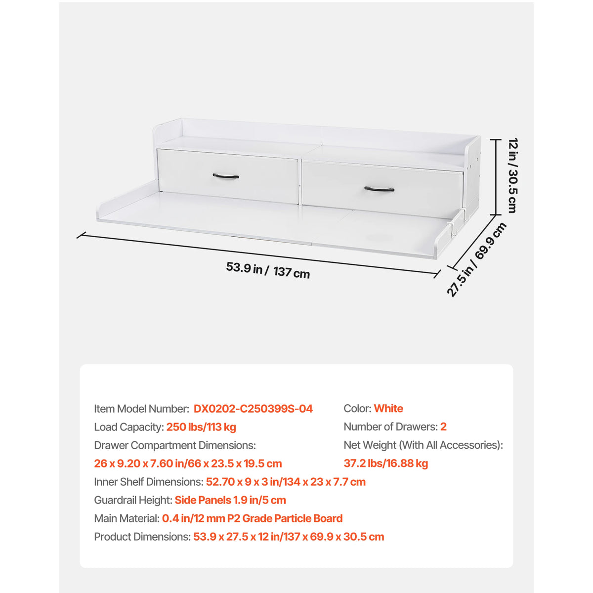 SucceBuy Washer Dryer Countertop With Drawer Shelf Laundry Room Organization