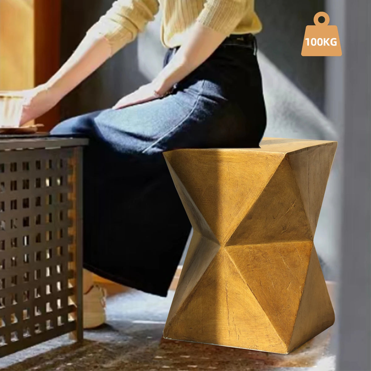 Modern Concrete Accent Side Table for Outdoor Patio Stylish End Table to Enhance Home Decor