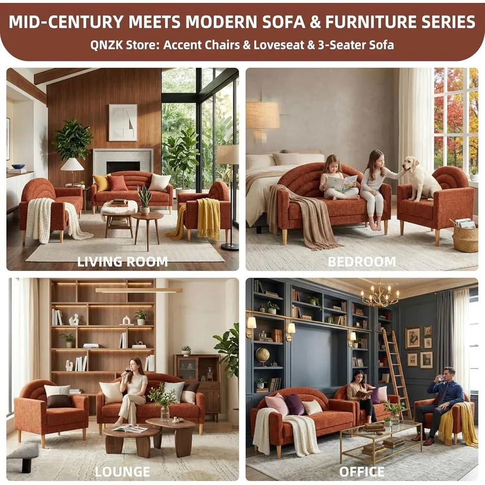 Compact Linen Upholstered Loveseat Sofa for Small Spaces