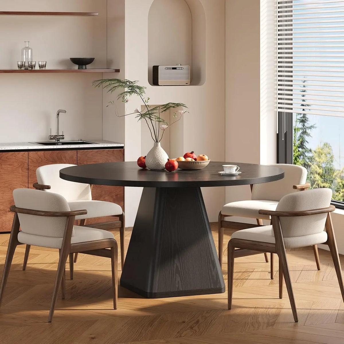 ONBRILL Modern Round Dining Table With Stable Pedestal Base for Home Dining