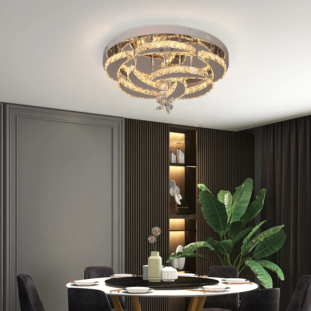 GreeLustr Dimmable Crystal Led Ceiling Chandelier Light