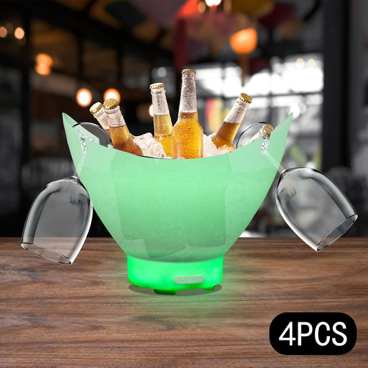 Bymaocar LED Ice Buckets 4-Pack 7L Bluetooth Bar Party Set