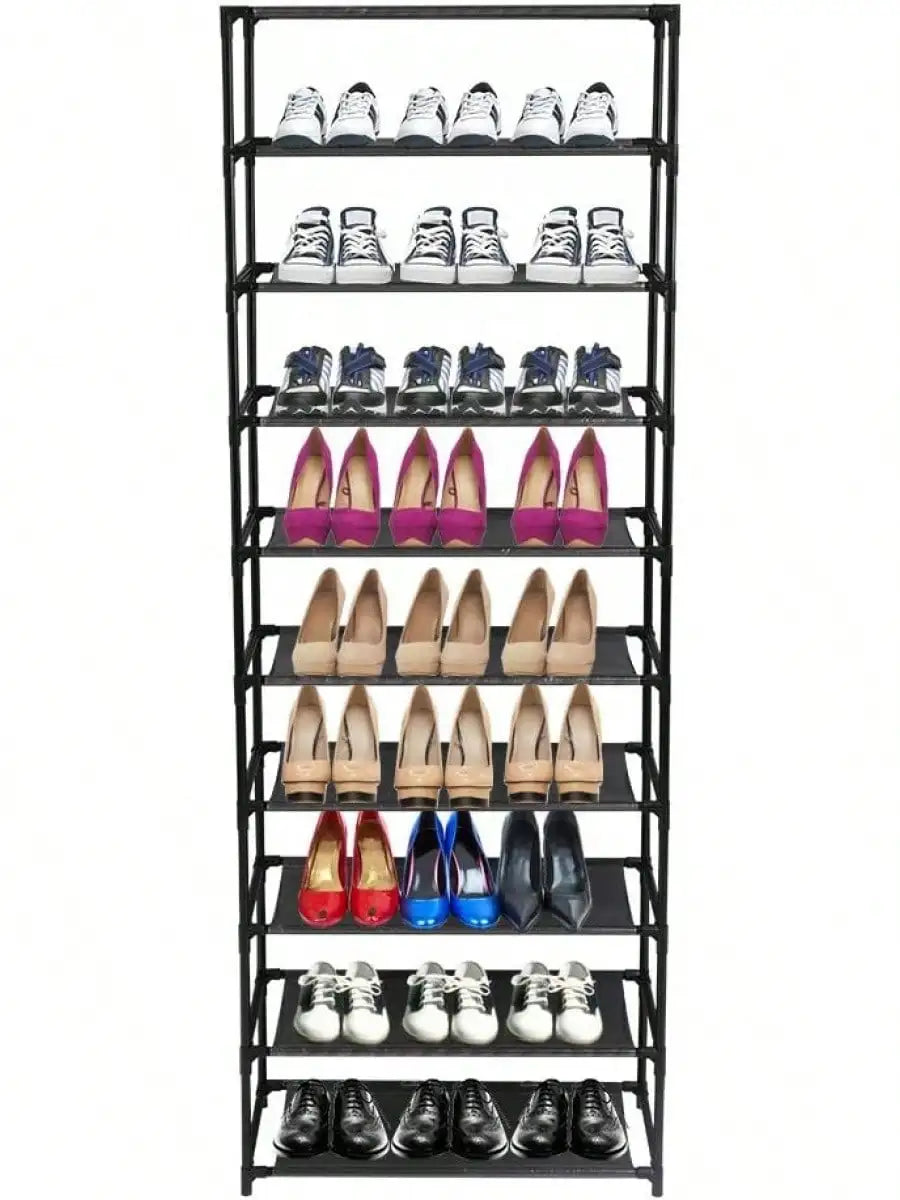 10-Tier Shoe Rack Organizer With Detachable Non-Woven Fabric Holds 50 Pairs