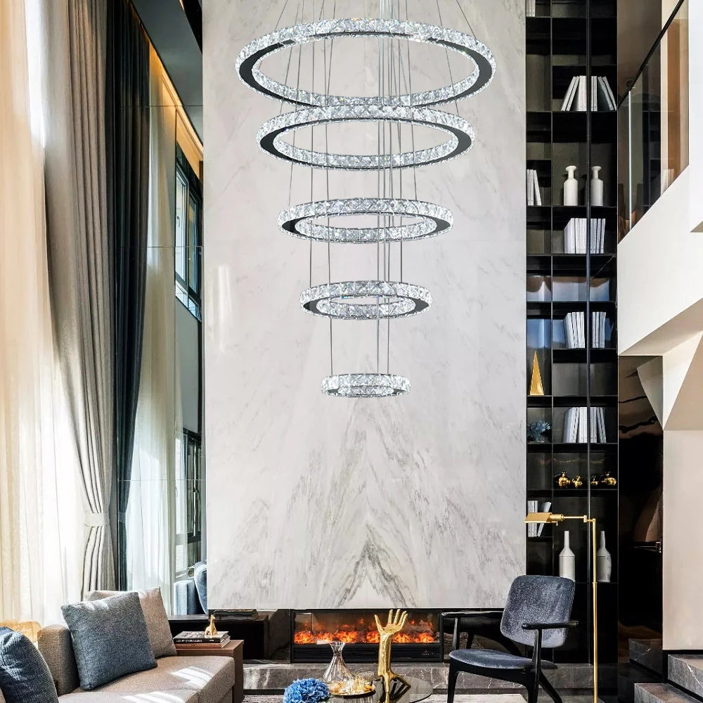 VETRULUS Modern Crystal LED Pendant Chandelier For Living And Dining