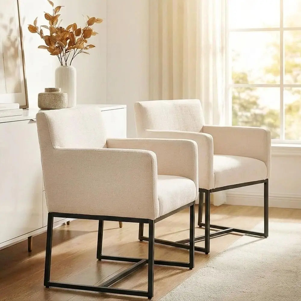 XMSJ Mid Century Modern Upholstered Dining Chairs With Arms