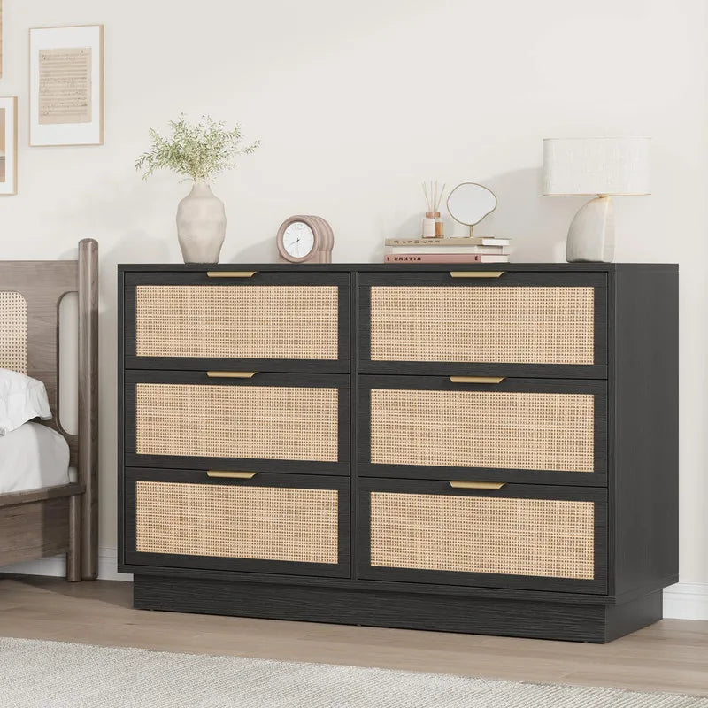 Modern Rattan Dresser With Spacious Bedroom And Hallway Storage