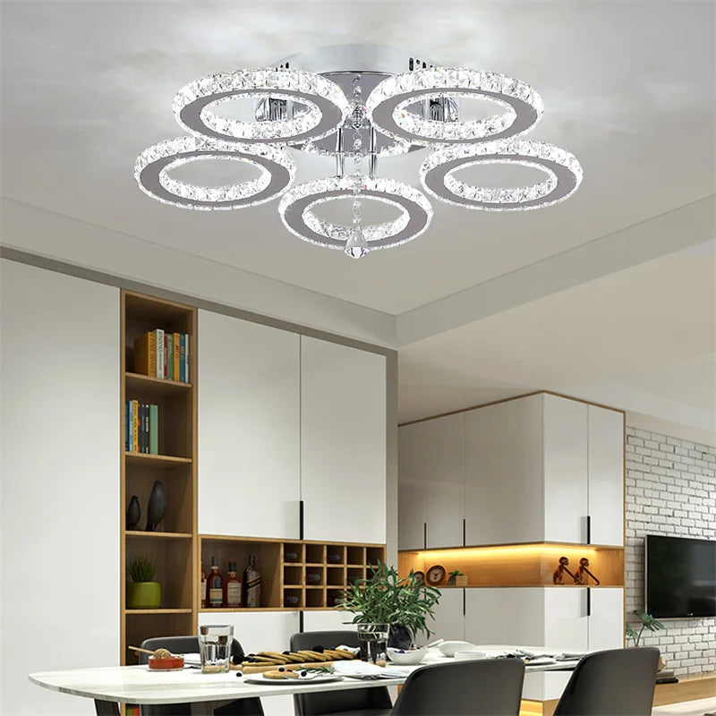 GreeLustr Crystal Ring Led Pendant Light Ceiling Lamp