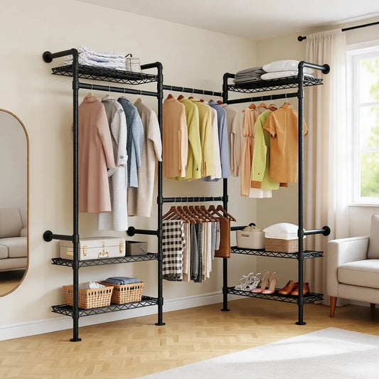 Wall Mounted Metal Closet System With Heavy Duty Shelving
