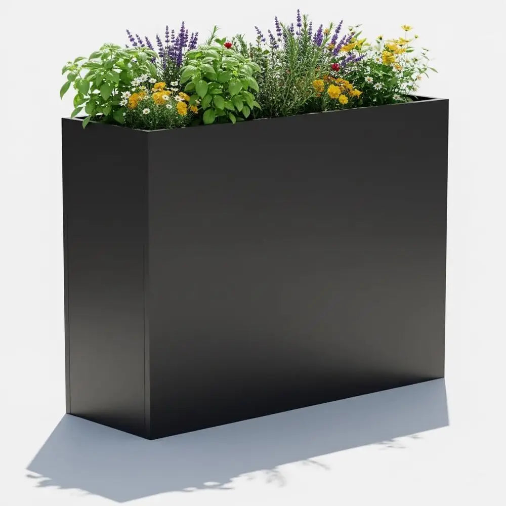 Outdoor Metal Planter With Drainage And Removable Shelf