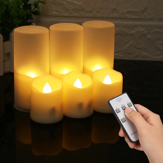 Rechargeable LED Candle Set With Timer Remote Flickering Flames USB
