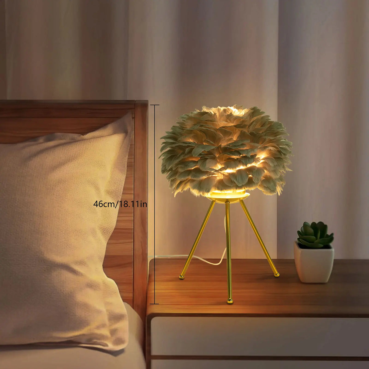 Feather Table Lamp With Metallic Finish For Indoor Home Decor E26
