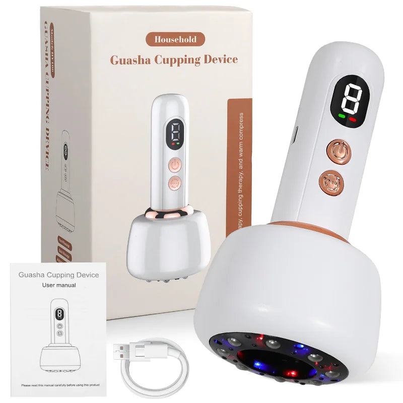 USB Rechargeable Abdominal Massager for Hot Compress and Adjustable Guasha Cupping Intensity Arm and Leg Massage Handheld