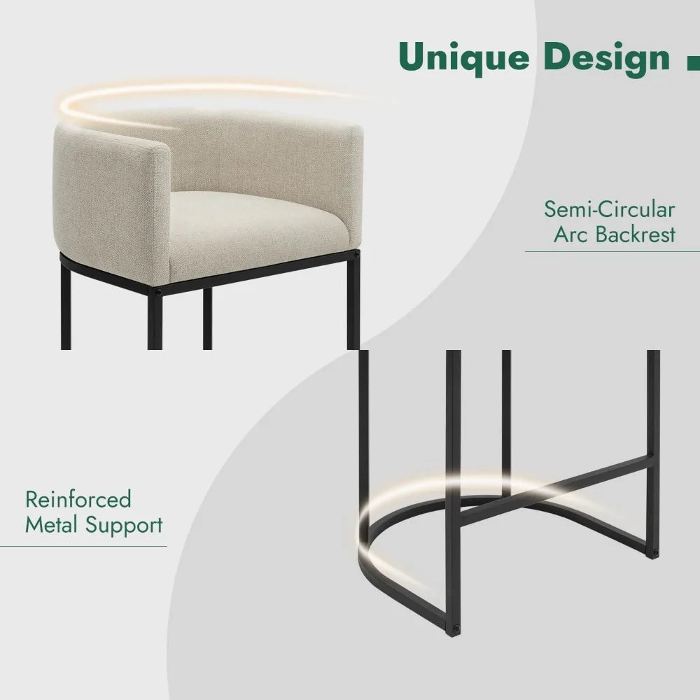 Fabric Upholstered Bar Stools With Metal Legs For Kitchen Seating