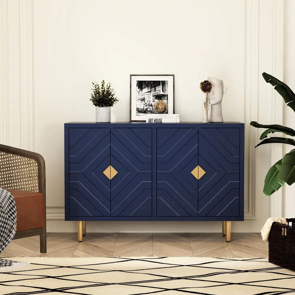XMSJ Modern Sideboard Buffet Cabinet With Embossed Doors And Shelves