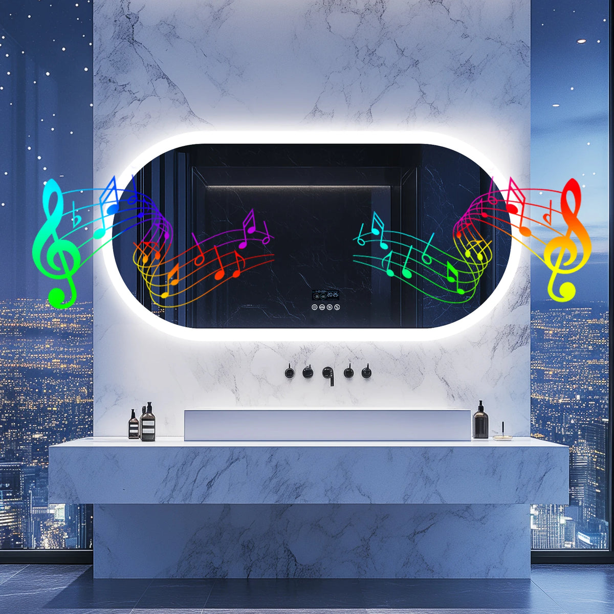 Wisfor Fogless Oval LED Bathroom Mirror With Bluetooth Speaker