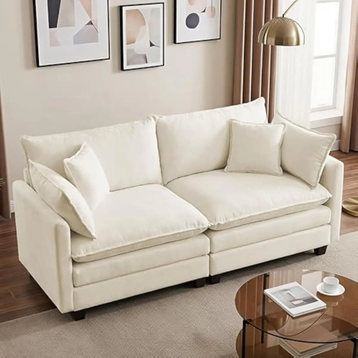 Modern L Shaped Modular Sectional Sofa With Washable Chenille Covers