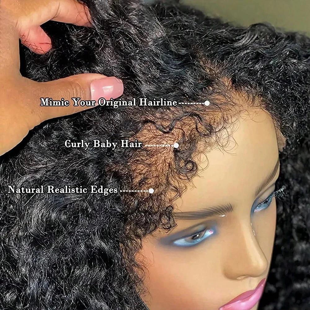 OKVOKV Brazilian Virgin Hair Kinky Curly HD Lace Front Wig