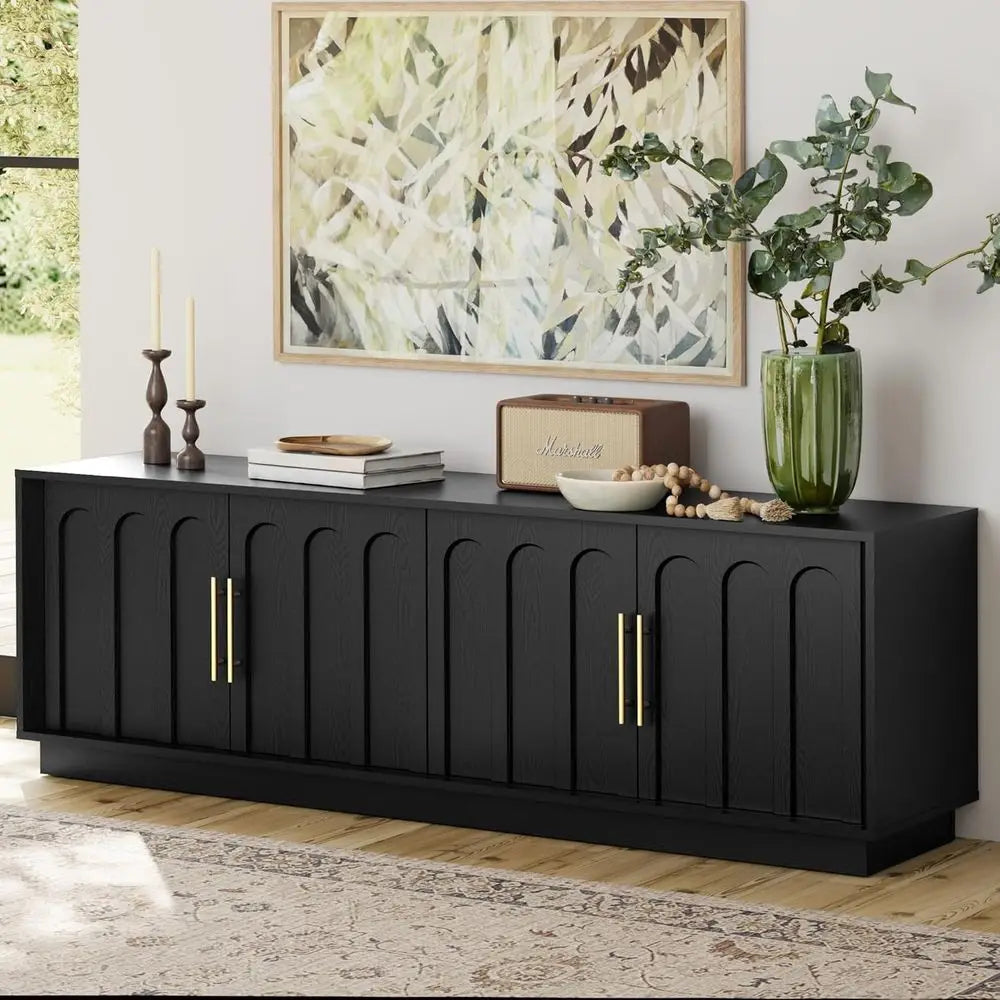 XMSJ Arched Mid Century Modern TV Stand With Adjustable Shelves