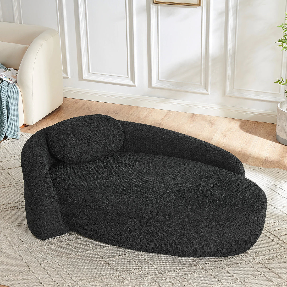 Modern Curved Oval Chaise Lounge Chair With Matching Pillow