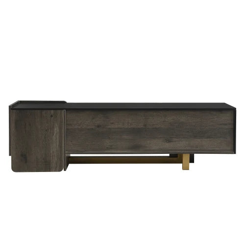 66.7'' Light Luxury TV Stand: Fits 70" TVs. Modern, metal legs, 1 drawer, 2 cabinets, adjustable shelves—living room.