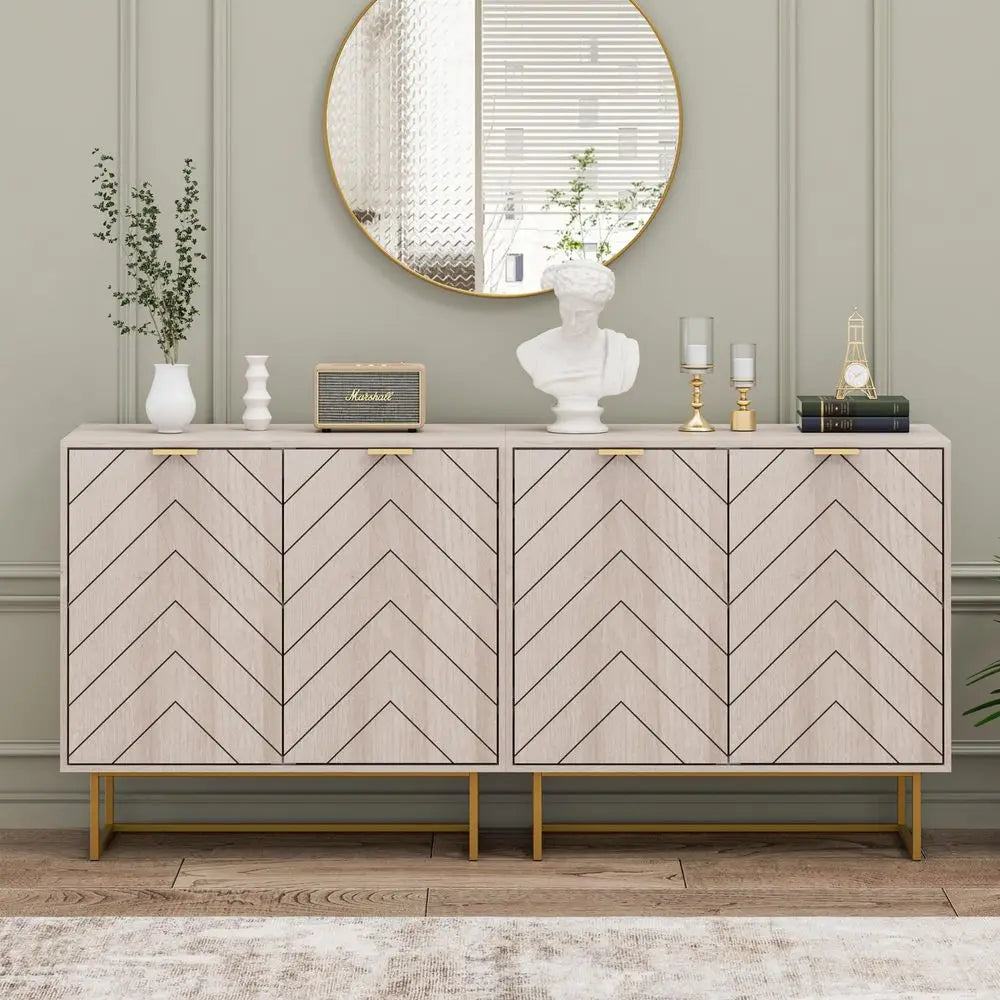 XMSJ Sideboard Buffet Cabinet With Doors And Adjustable Storage Shelf