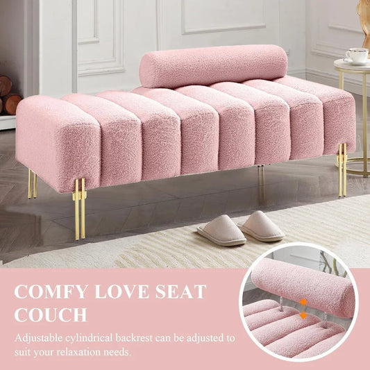Ottoman Bench With Upholstered Loveseat And Adjustable Backrest